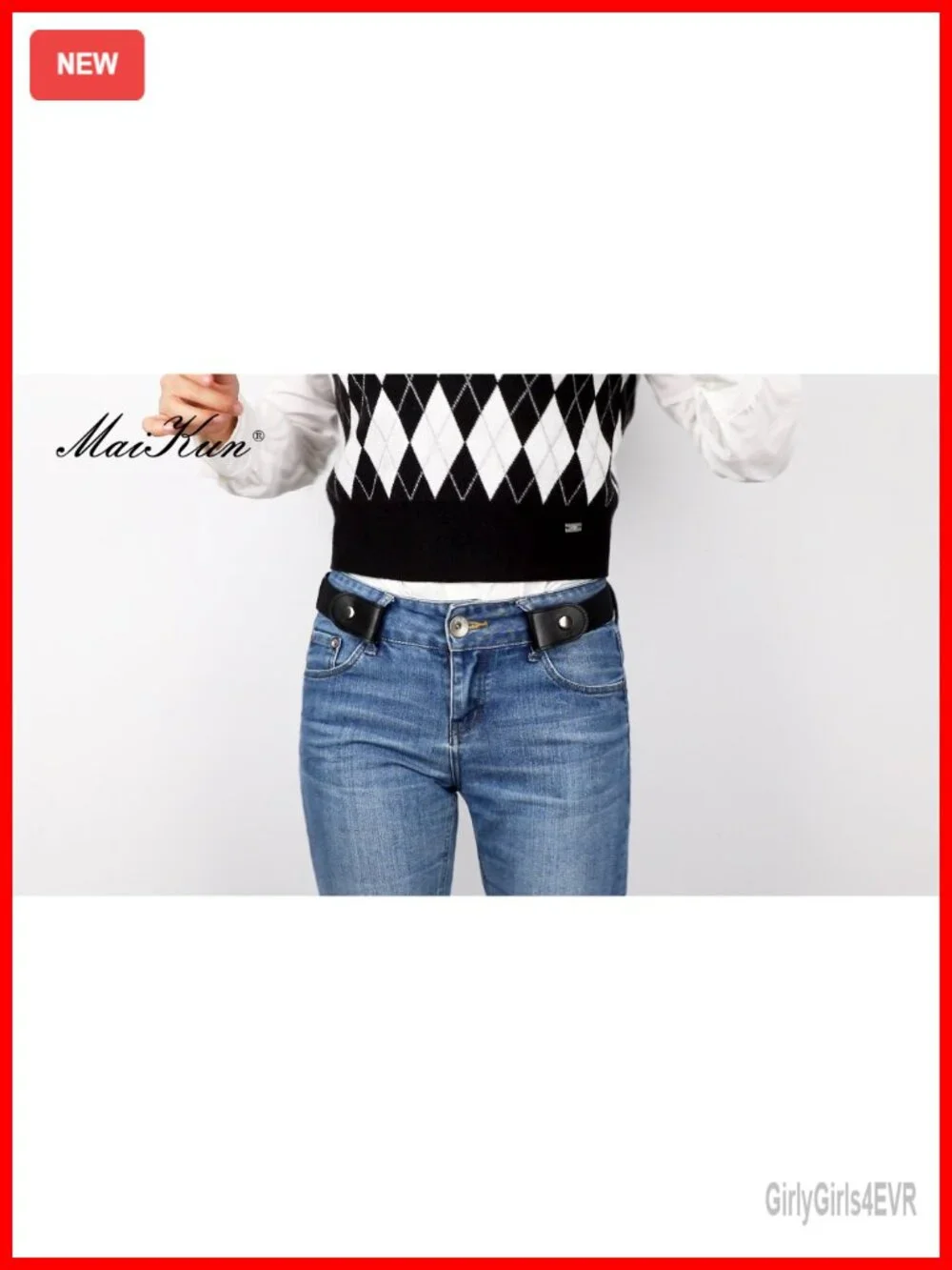 Invisible Elastic Belt No Buckle Stretch Belt for Jeans